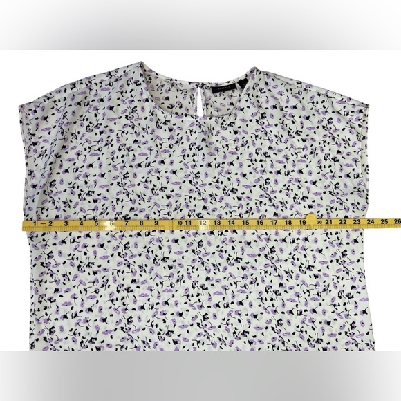 Halogen Floral Print Cap Sleeve Loose Fit Blouse - Spring Summer Office - Large - Picture 8 of 12